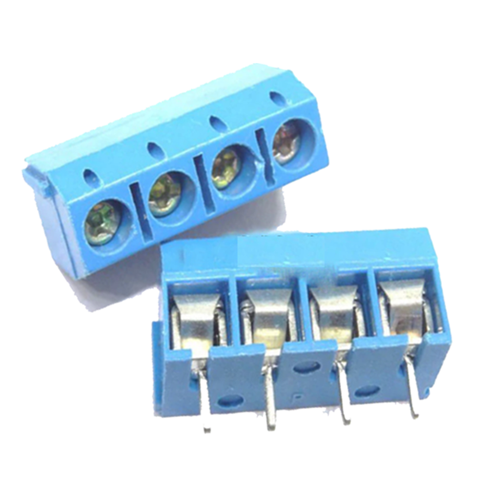 4 Pin Terminal Block Blue Iron 5.0mm Straight Pin