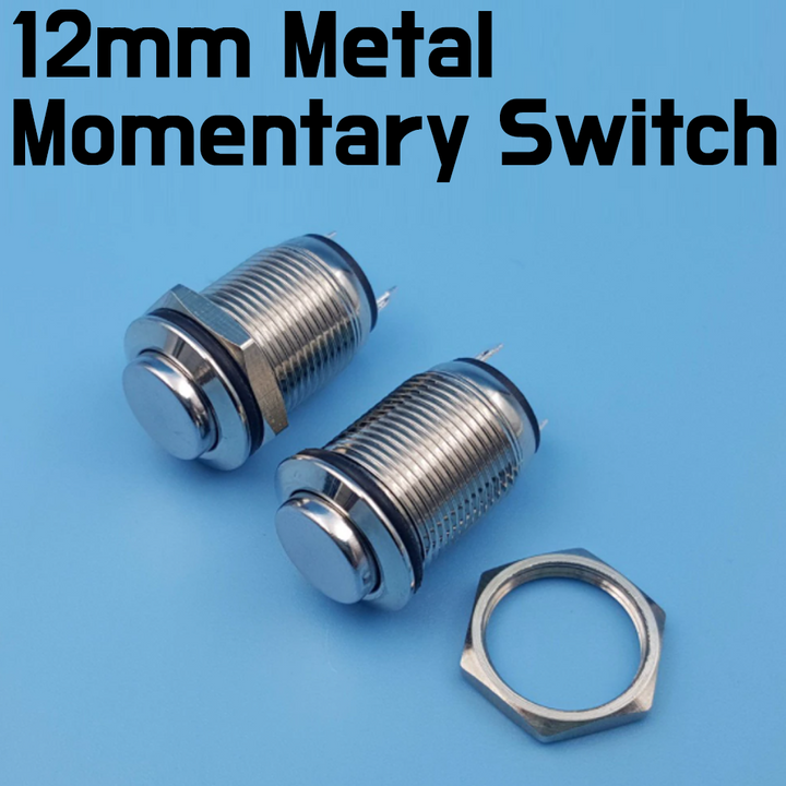 SPST Waterproof Metal 2Pin Momentary Switch 12mm