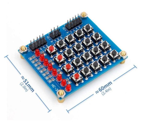 Matrix Keypad 4x4  + 4 Buttons + 8 LEDs