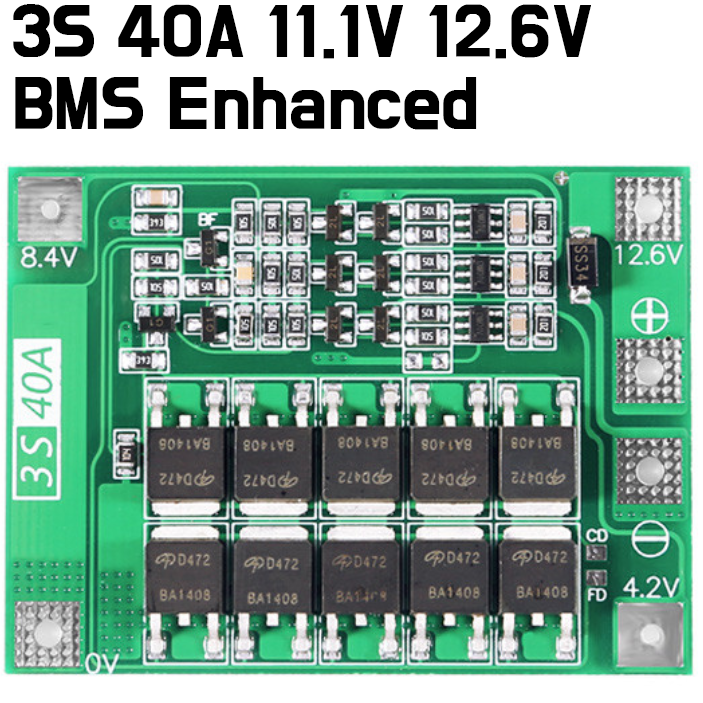 3S 40A BMS 11.1V 12.6V 18650 Lithium Battery Protection Board