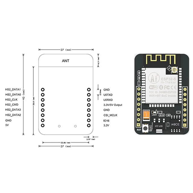 ESP32-CAM ESP32 Camera + Adapter Board(ESP32-CAM-GM)