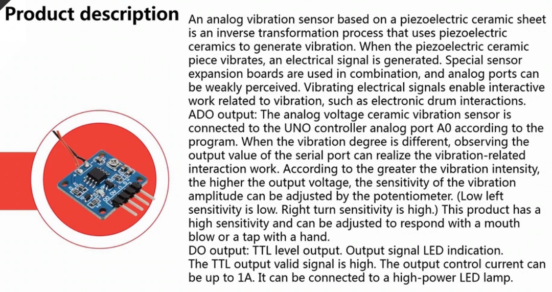 Piezoelectric Film Analog Vibration Sensor Switch Module