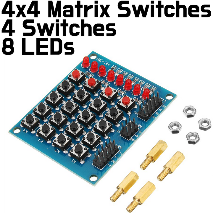Matrix Keypad 4x4  + 4 Buttons + 8 LEDs