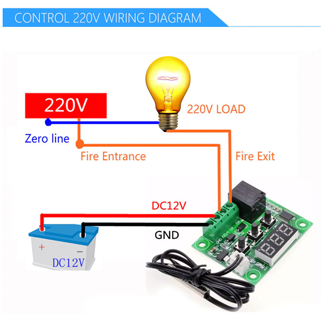 W1209 DC 12V  thermostat temperature control switch + Case