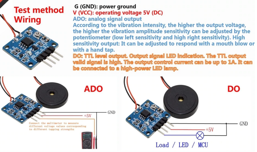 Piezoelectric Film Vibration Sensor Switch Module