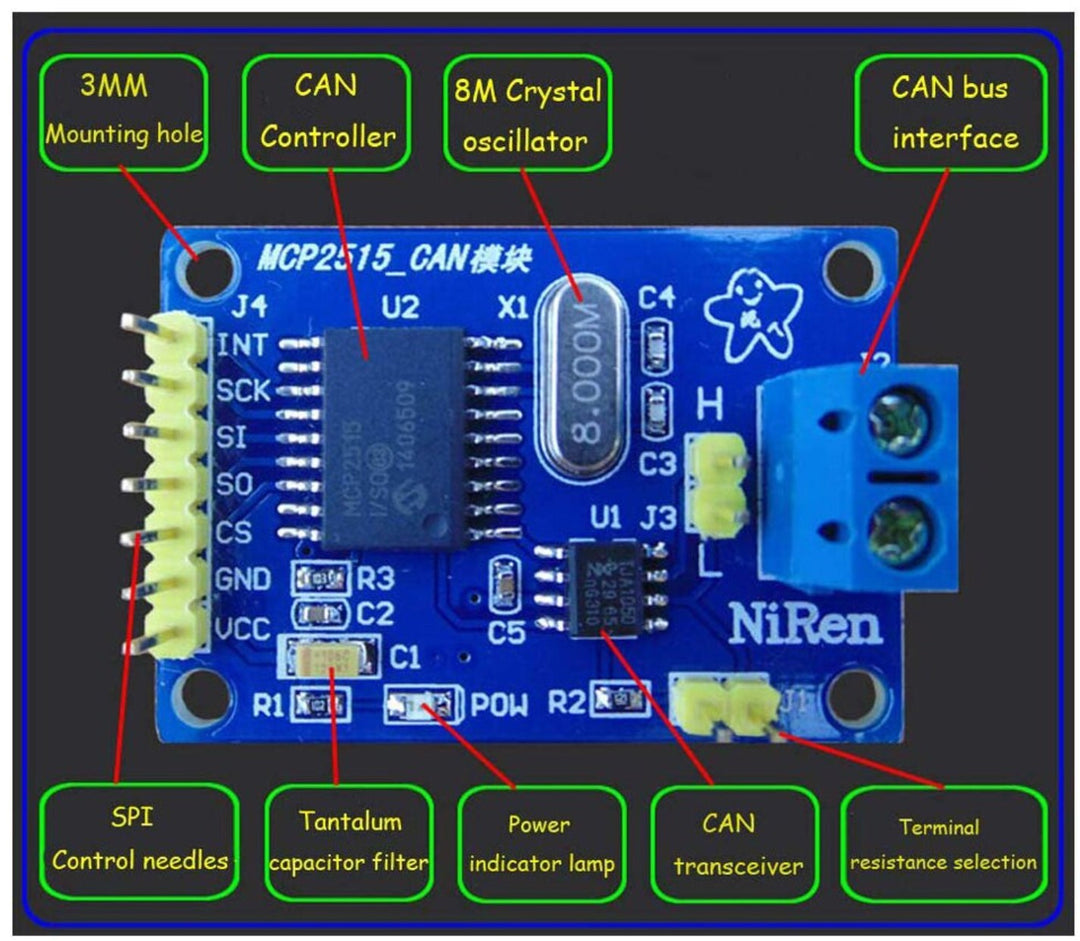 MCP2515 CAN Bus Module Board TJA1050 Receiver SPI