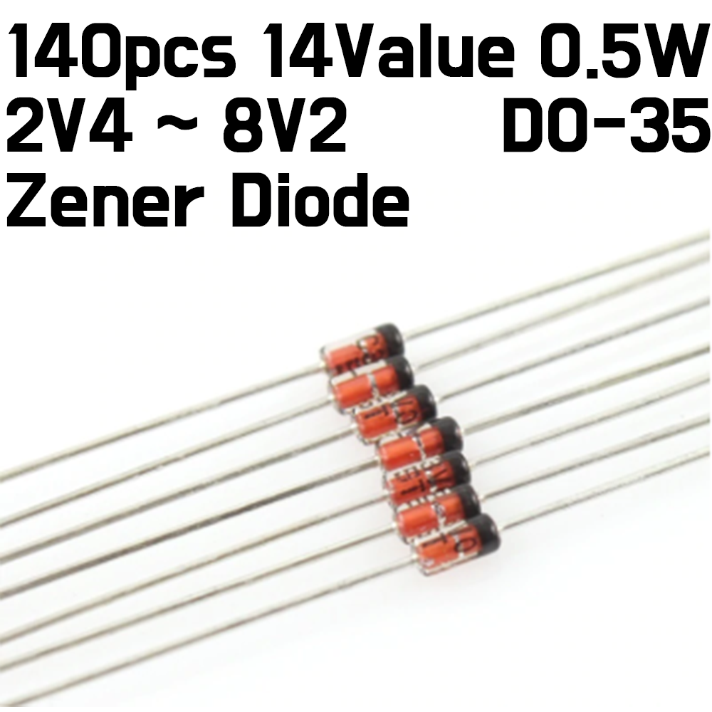 Zener Diode  Assortment Kit - 14 Values(2V4 to 8V2) 140Pcs