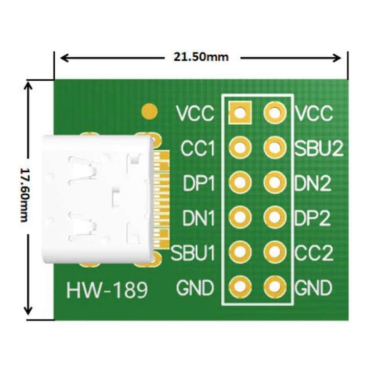 USB Socket Breakout - USB 3.1 Type C Female Breakout Board