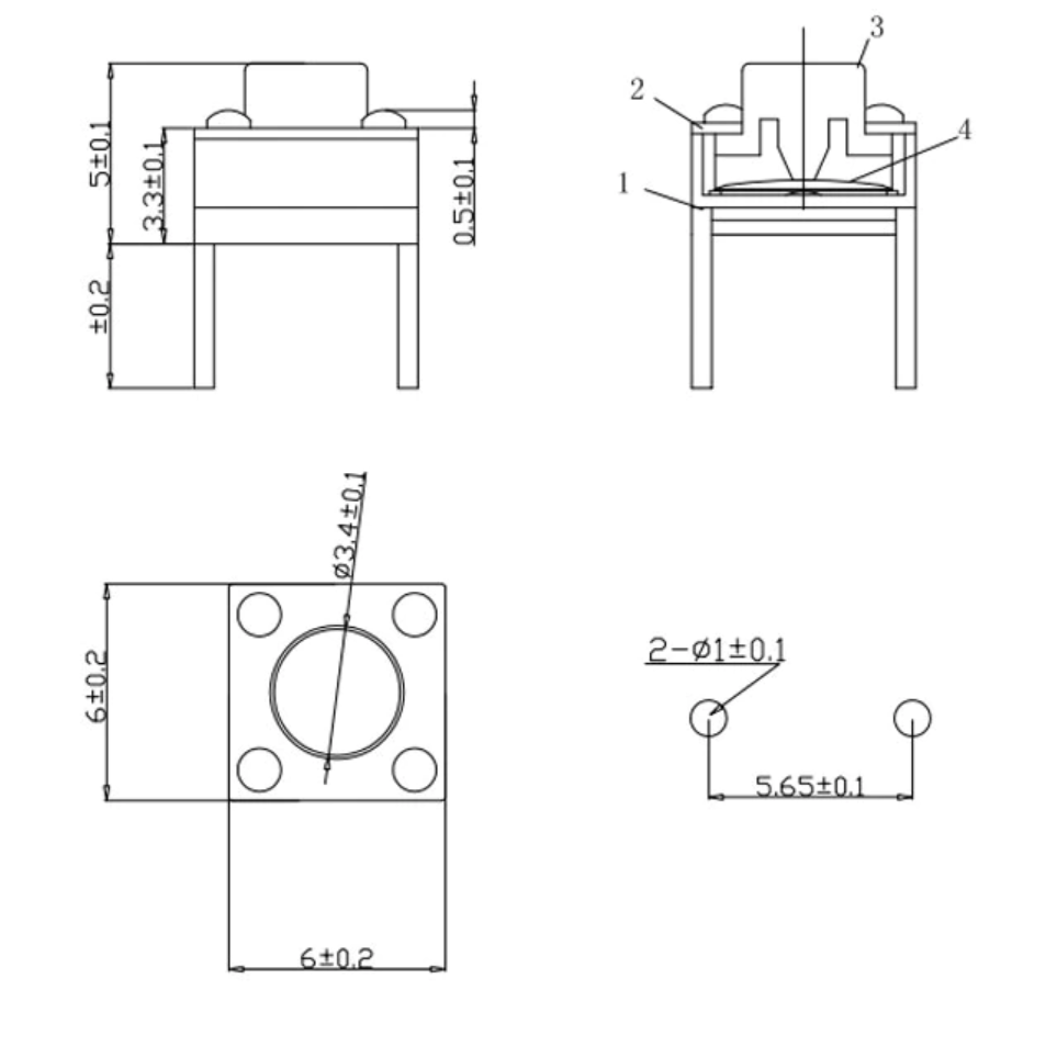 Tactile Push Button - 2Pin 6x6x5 mm