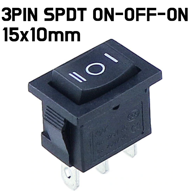 SPDT 3PIN Snap-in ON/OFF/ON Position Snap Boat Rocker Switch 6A/250V