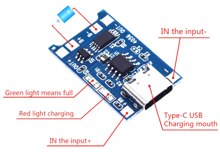 C Type TP4056 5V 1A Micro USB 18650 Lithium Battery Charging Board Charger