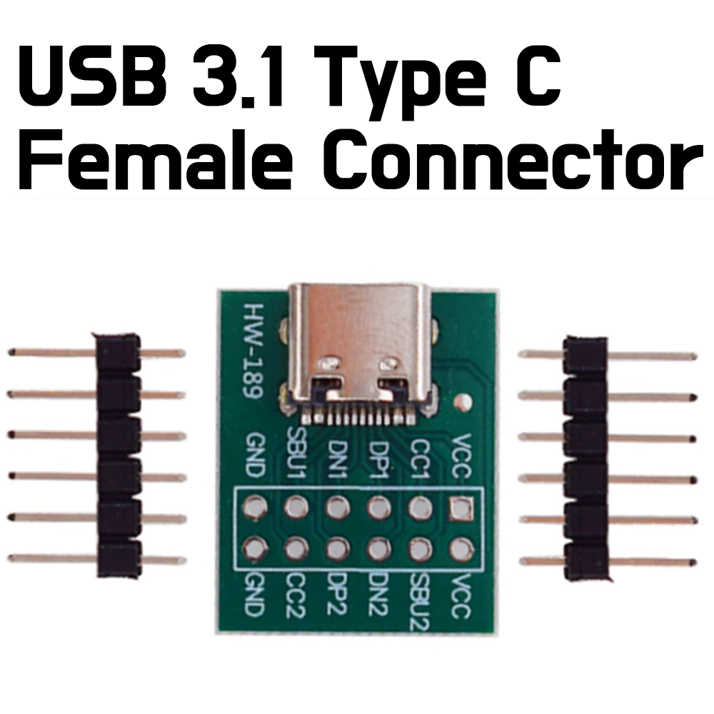 USB Socket Breakout - USB 3.1 Type C Female Breakout Board