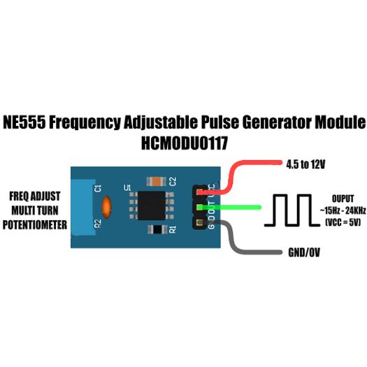 NE555 Adjustable Frequency Pulse Generator Module - DC 5V 12V