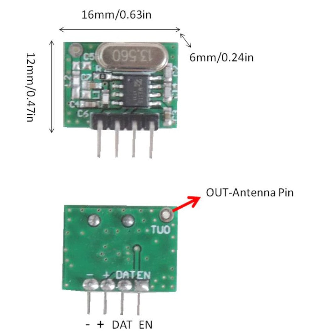 433Mhz RF Receiver Module and Transmitter Module Kit