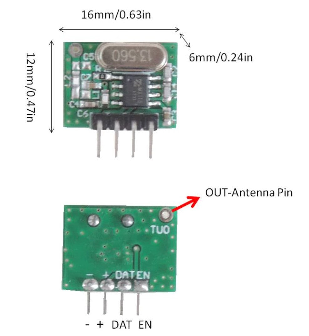 Wireless - 433Mhz RF Receiver Module and Transmitter Module Kit