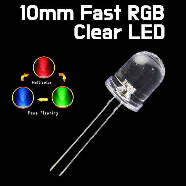 Flashing LED Diode RGB Colour Flicker Clear - Fast/Slow