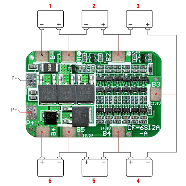BMS - 6S 12A Lithium Battery 18650 BMS Charger Protection Board