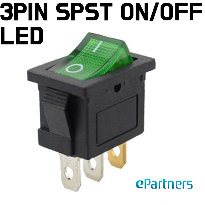 12V 3Pin LED Rocker Switch SPST ON OFF Toggle Switch GREEN