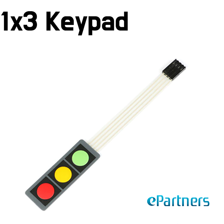 3 Key 1 x 3 Keypad for Arduino - Flat Membrane Matrix Switch
