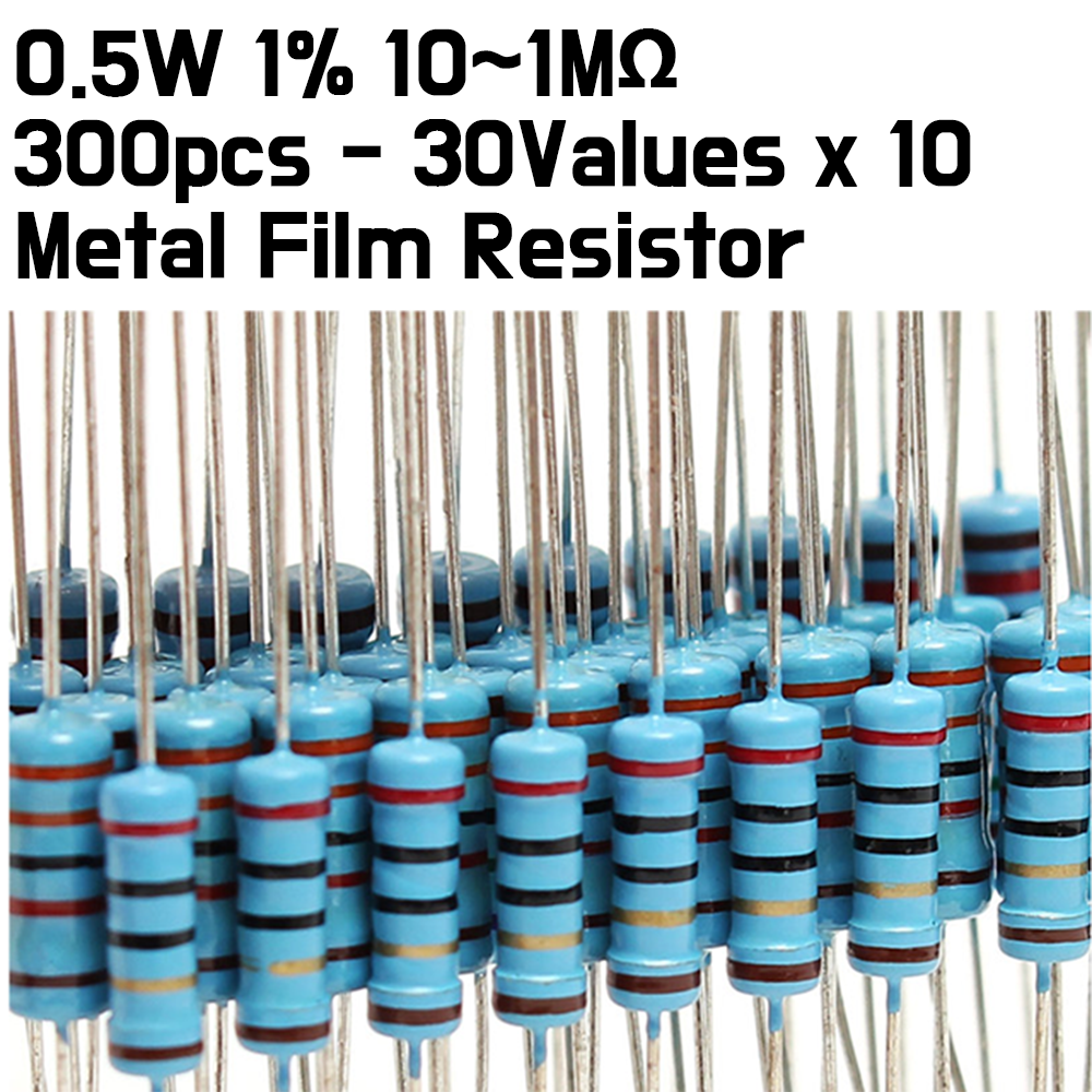 Metal film Resistor Kit 0.5W 30Values * 10pcs = 300pcs (10-1M) 1%