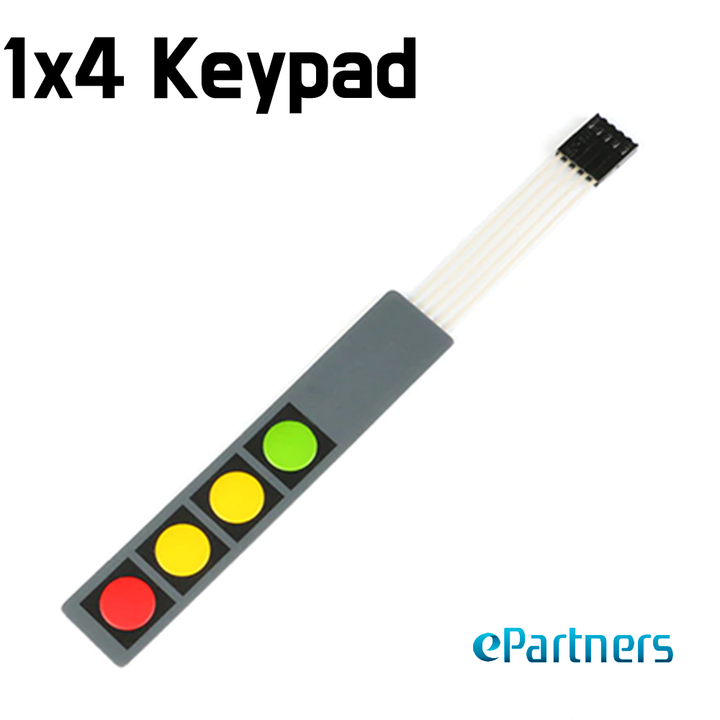 4 Key 1 x 4 Keypad for Arduino - Flat Membrane Matrix Switch