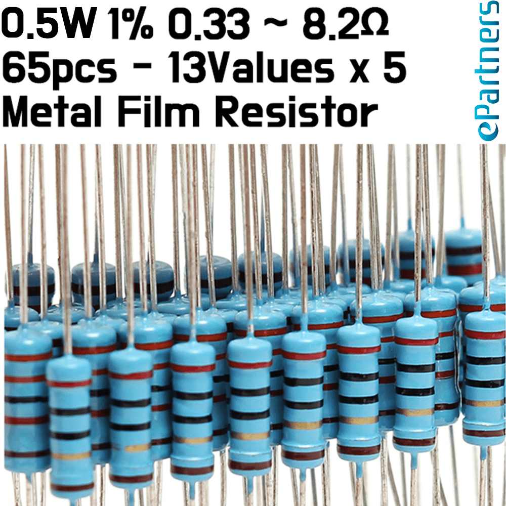 Resistor Kit - DIP metal film Resistor Kit - 13values x 5pcs=65pcs - ePartners