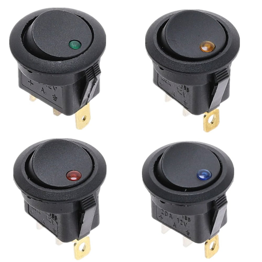 Round Rocker Toggle LED Switch SPST ON/OFF Switches 20A 12V - ePartners