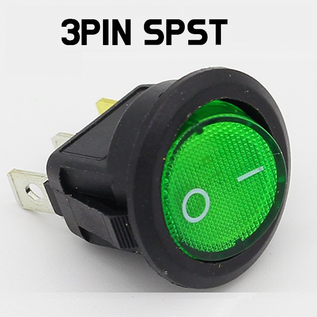 SPST LED Rocker Toggle Switch 3Pin ON/OFF 12V - GREEN, Blue, Yellow, Red - ePartners