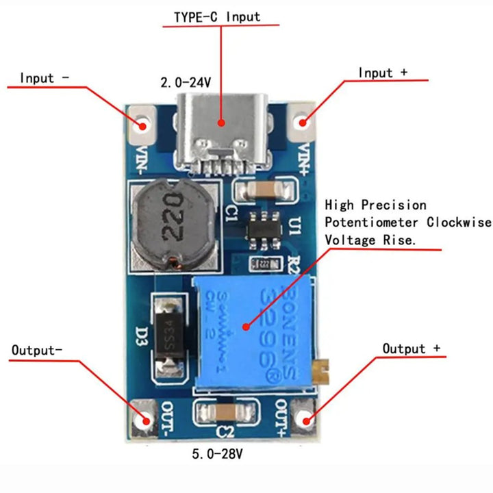 Step Up Boost DC Converter - Type C USB - ePartners